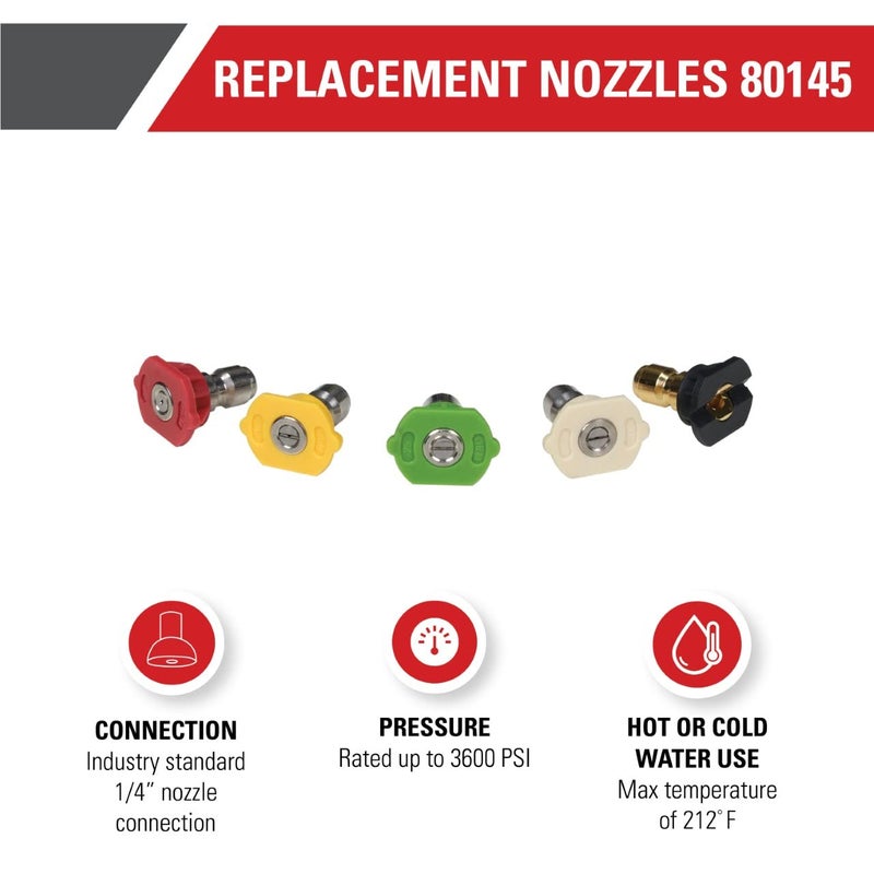 Simpson Cleaning 80145 3600 PSI Universal Pressure Washer Nozzles, 1/4-Inch Quick Connect, Hot- or Cold-Water Use, Set of 5 - Image 2